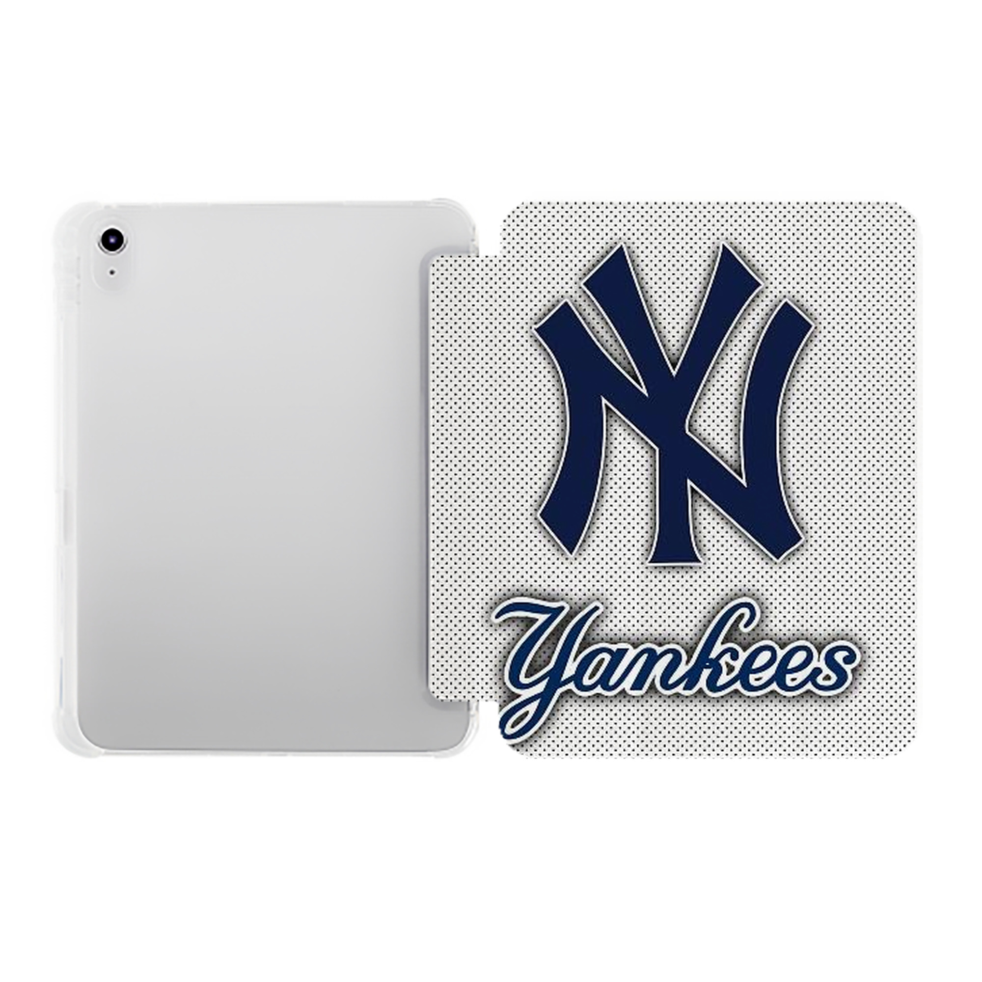 New York Yankees 192 Premium Tri-Fold PU Leather & Silicone IPad Case With Pencil Slot – Fits 9.5,10.5,10.9 – Adjustable Stand, Slim, Protective